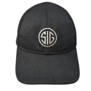 Sig Sauer Snapback Cap Black One Size Adjustable Embroidered Stran Headwear